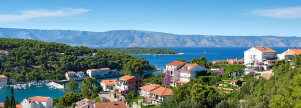 Vista Panorâmica Jelsa Ilha Hvar Croácia Imagem Banner Dia Verão — Fotografia de Stock