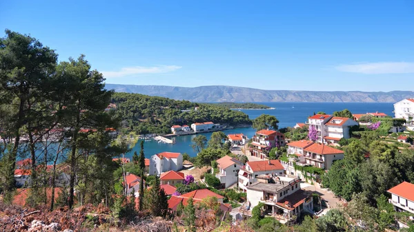 Uitzicht Vanuit Lucht Jelsa Eiland Hvar Kroatië Vanaf Heuvel Landschappelijke — Stockfoto