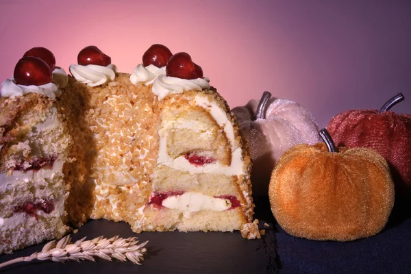 Torta Tedesca Frankfurter Kranz Frankfurt Crown Cake Bisquit Con Crema — Foto Stock