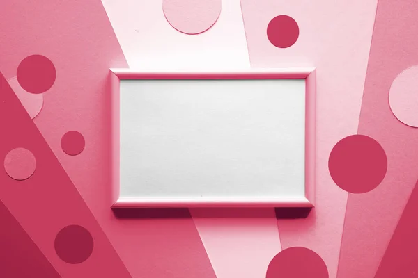 Blank Pink White Frame Layered Colored Paper Paper Circles Copy — Stock Photo, Image