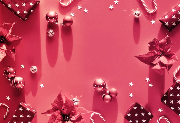 Viva Magenta Color Year 2023 Dark Red Monochrome Christmas Background — Stock Photo, Image