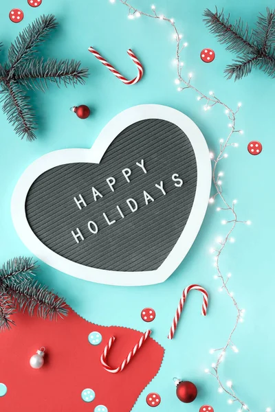 Christmas Heart Shaped Text Board Message Greeting Words Merry Christmas — Stock Photo, Image