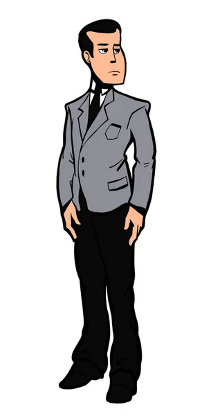 Uomo Affari Personaggio Dei Cartoni Animati Giacca Cravatta Isolato Personaggio — Vettoriale Stock
