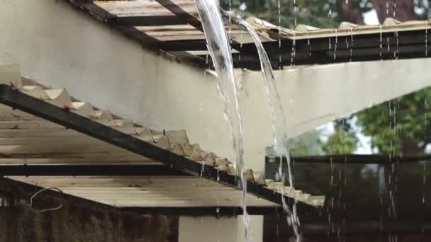 Βαριά Βροχερή Μέρα Νερό Βροχής Πέφτει — Αρχείο Βίντεο