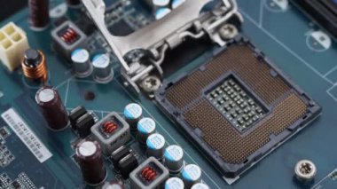 Macro footage of a desktop micro processor CPU slot  