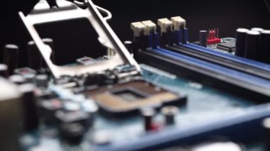 Macro footage of a desktop micro processor CPU slot  