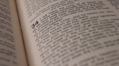 Close up page reading of the holy bible page 