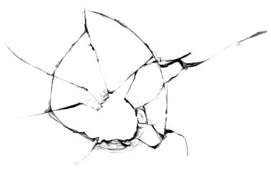 Beyaz arkaplanda tasarım deliği olan kırık cam kavramı