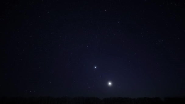 Луна Венера Движутся Ночными Звездами — стоковое видео