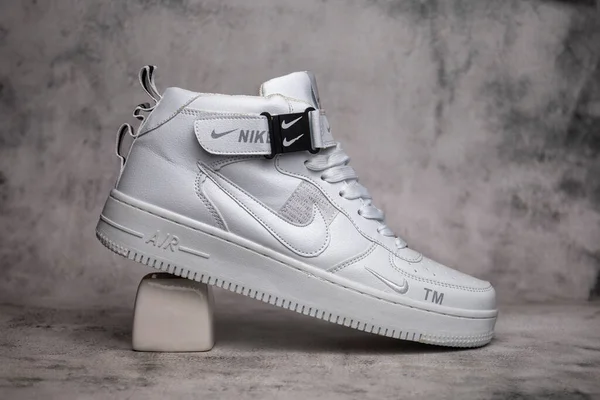 Киев Украина Сентября 2023 Nike Air Force White Sneakers Product — стоковое фото