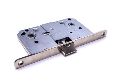 Beyaz üzerine kapı kilidi mekanizması.