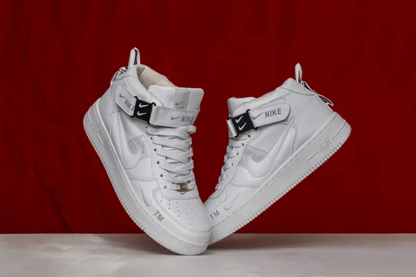 Kiev Oekraïne September 2023 Nike Air Force Witte Sneakers Product — Stockfoto