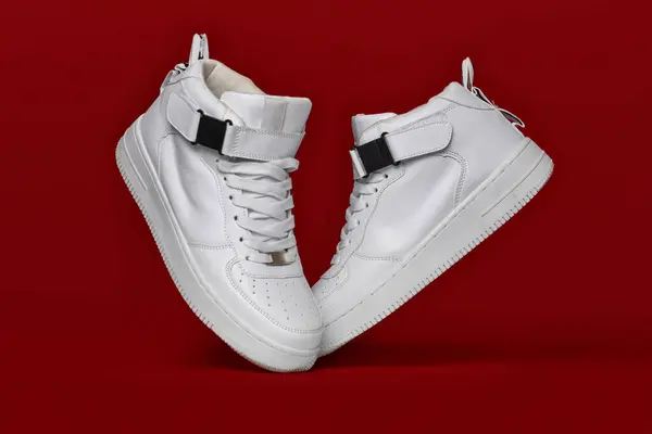 Кожаные Белые Кроссовки Мужская Спортивная Обувь Модные Кроссовки — стоковое фото