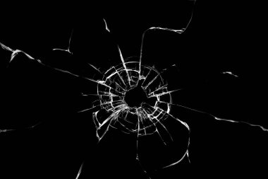 Broken glass from a bullet. Texture of broken glass. clipart