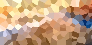 Geometrik şekiller turuncu, sarı, kahverengi, mavi ve beyaz tonlarıyla renkli kristalize edilmiş soyut bir zemin oluşturuyor