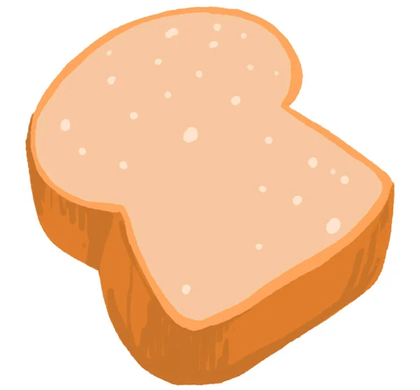 Шматочок Хліба Сніданок Тост Мультфільм Стиль Ілюстрація Малюнок Мистецтво — стокове фото