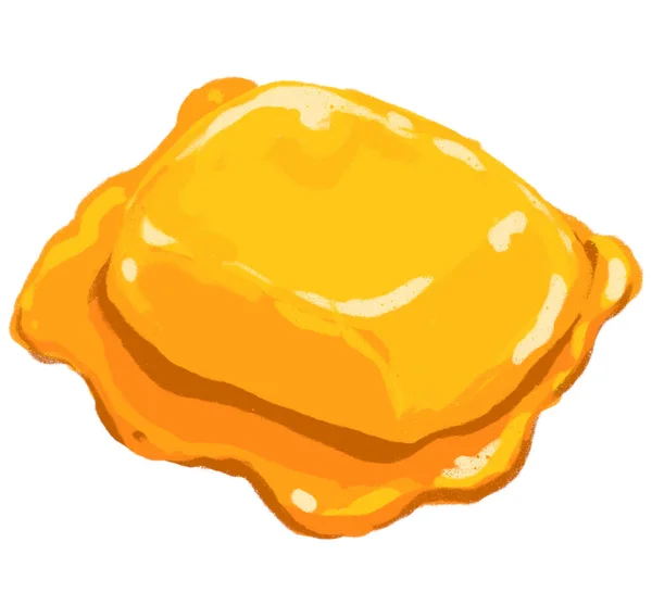 Yellow Creamy Butter Spread Margarine Drawing Illustration Breakfast Art — Stock Photo, Image