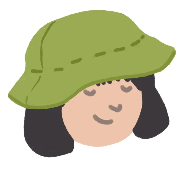 Asiático Mulher Rosto Vestindo Chapéus Desenhos Animados Ilustração Arte — Fotografia de Stock