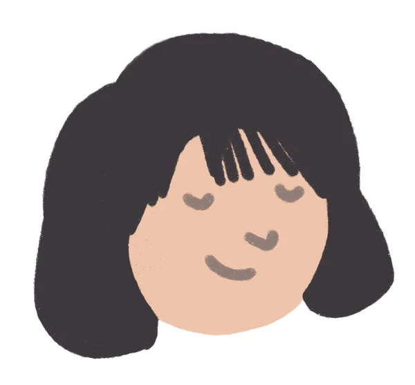 Asiatische Frau Entspannen Glücklich Selfcare Liebe Gesicht Cartoon Illustration Kunst — Stockfoto