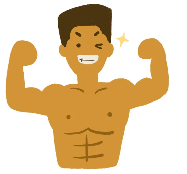 Happy Charming Trainer Guy Muscle Six Packs Smiling Griendly Cute — Stock Photo, Image