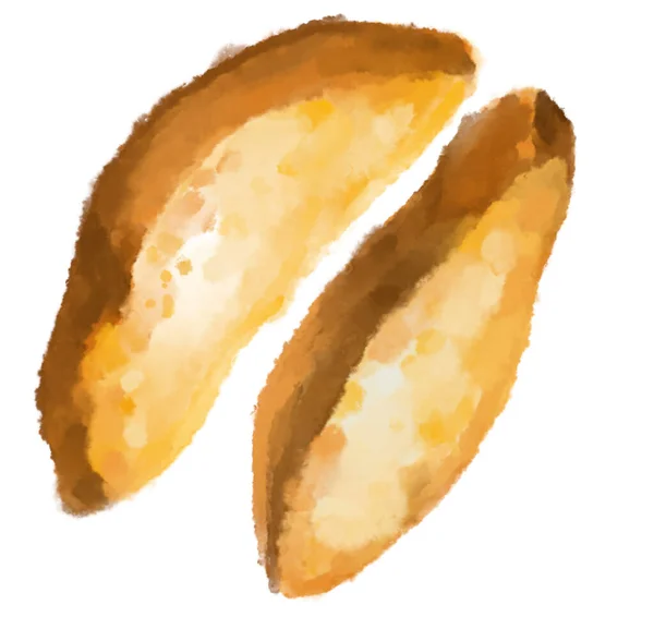 Pommes Frites Potatis Kil Tjock Skära Friterade Patatis Akvarell Målning — Stockfoto