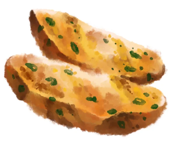 Pommes Frites Potatis Kil Tjock Skära Friterade Patatis Akvarell Målning — Stockfoto