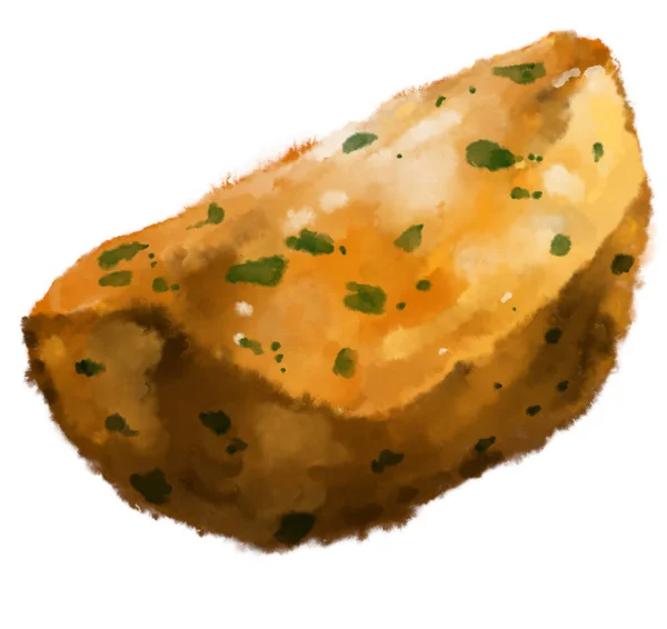 Pommes Kartoffelkeil Dick Geschnitten Frittierte Kartoffeln Aquarell Gemälde Illustration — Stockfoto