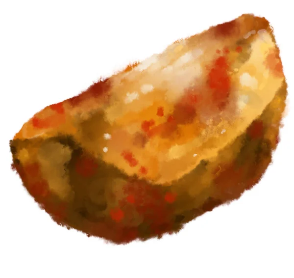 油炸马铃薯楔形厚切油炸水彩画插图 — 图库照片