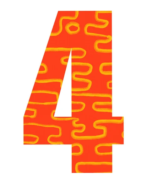 Set Red Gold Pattern Welath Luck Number Four Digits Typography — Stock Photo, Image