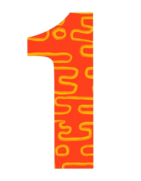 Set Red Gold Pattern Welath Luck Number One Digit Typography — Stock Photo, Image