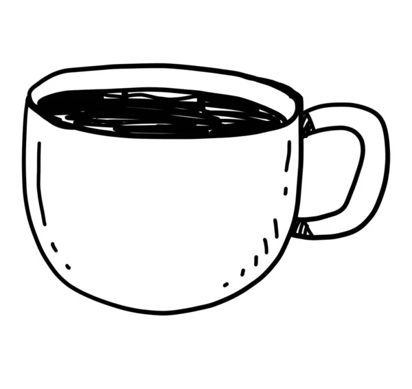 热咖啡饮料店黑色特快卡布奇诺手绘涂鸦水彩画艺术 — 图库照片
