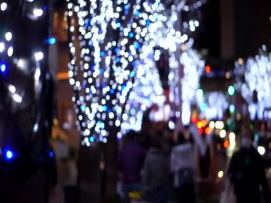 Mavi fantezi ışıklarında Noel aydınlatma ışıkları Roppongi tepesi Tokyo sezon dekotasyon arka planı bulanık