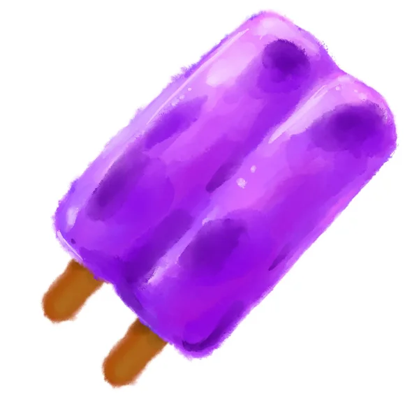 Frozen Cold Ice Cream Sweet Summer Dessert Watercolor Paitning Refreshing — Stock Photo, Image