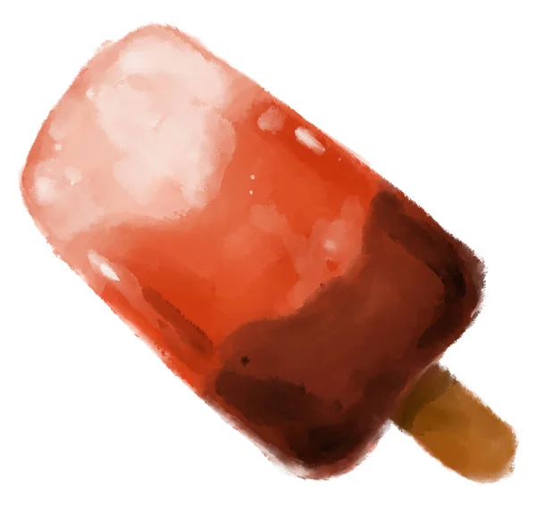 Замороженное Холодное Мороженое Сладкий Летний Десерт Акварель Paitning Освежающий Иллюстрации — стоковое фото