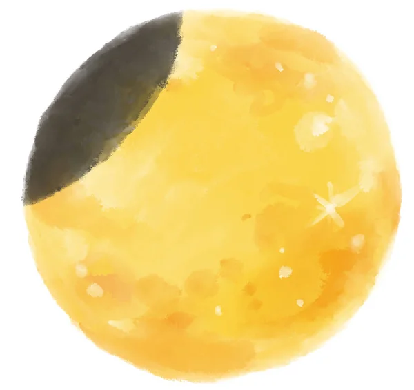 Pittura Acquerello Set Fasi Lunari Luna Piena Luna Crescente Arte — Foto Stock
