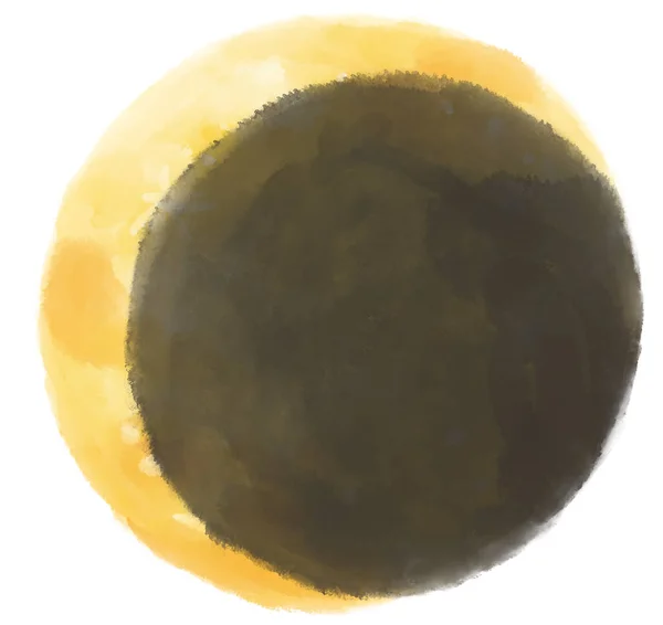 Pittura Acquerello Set Fasi Lunari Luna Piena Luna Crescente Arte — Foto Stock