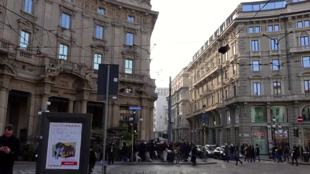 Mailand Italien Dezember 2022 Piazza Cordusio Berühmter Platz Zentrum Mailands — Stockvideo