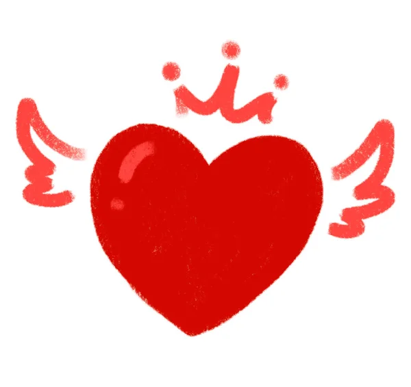 San Valentín Mano Dibujo Garabato Corazón Ganar Forma Ala Efecto —  Fotos de Stock