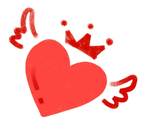 Ziua Îndrăgostiților Mână Desen Doodle Inima Câștiga Forma Aripa Efect — Fotografie, imagine de stoc