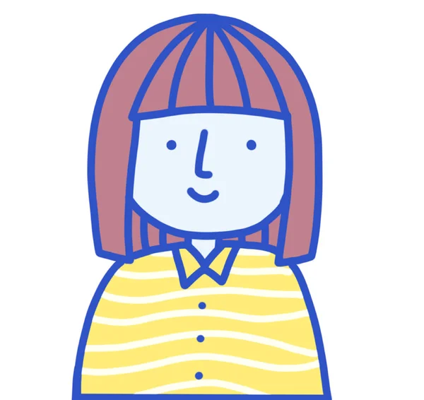 Character Colorful Set Woman Girl Face Cartoon Minimal Graphic Doodle — Stock Photo, Image