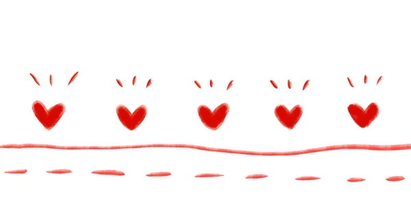 Valentijnsdag Hand Tekening Lijn Banner Illustratie Hart Decoratie Elementen Kunst — Stockfoto