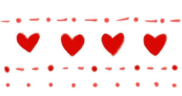 Valentines Giorno Mano Disegno Linea Banner Illustrazione Cuore Elementi Decorativi — Foto Stock