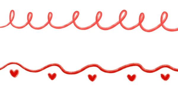 Día San Valentín Mano Dibujo Línea Bandera Ilustración Corazón Decoración —  Fotos de Stock