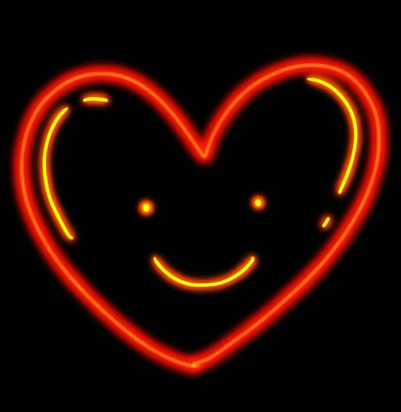 Neon Heart Glow Valentine Day Love Element Sign Symbol Illustration — Photo