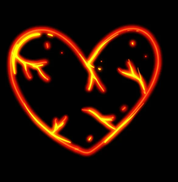 Neon Heart Broken Sign Symbol Illustration Sad Unrecruited Love Art — Photo