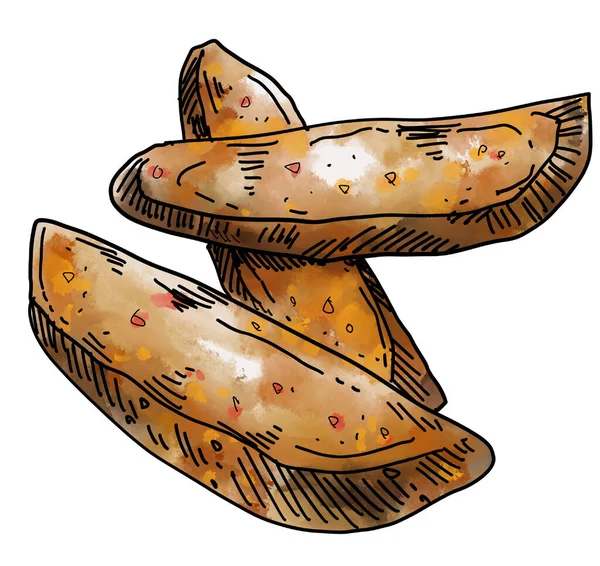 Fries Potatis Kil Hand Akvarell Målning Illustration Konst — Stockfoto
