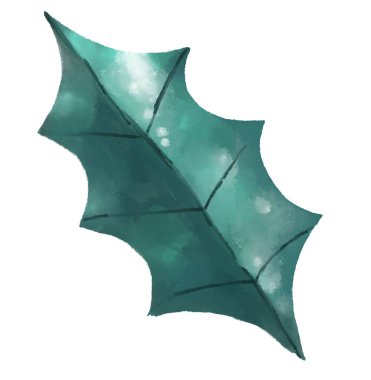 Mistletoe holly leaf and berry Christmas holiday season decorative element watercolor painting illustration art