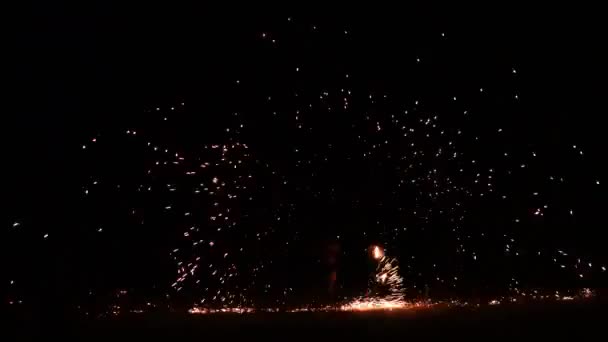 Rayong Thailand Oct 2022 Beach Party Night Fire Spinning Swril — Video