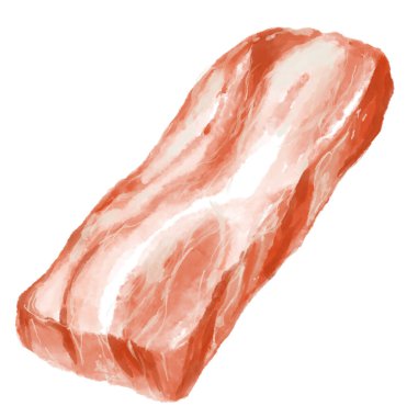 Raw Pork belly slice Korean BBQ food digital hand painting illustration