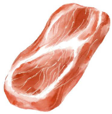 Raw Pork belly slice Korean BBQ food digital hand painting illustration